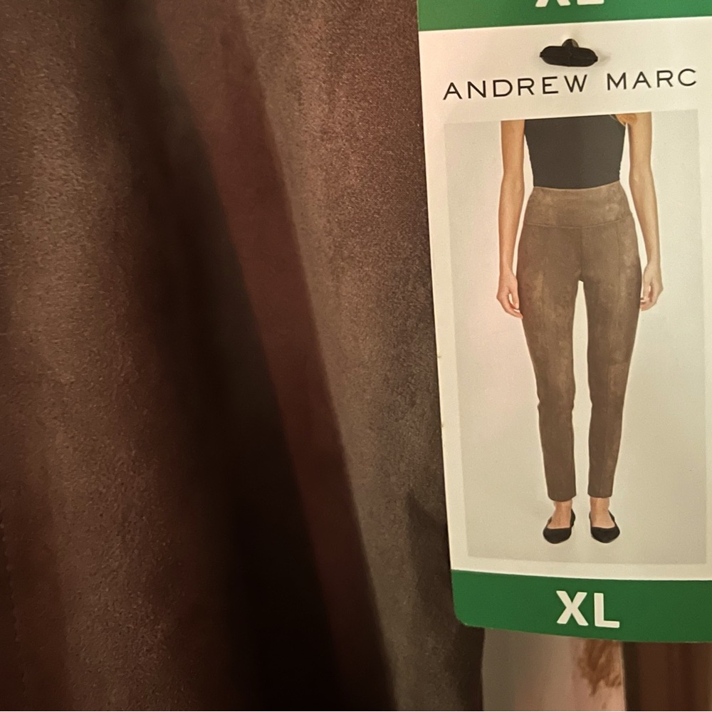 NWT Andrew Marc faux suede pants size xl women taupe color